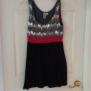 Women's black hot pink silver mini dress